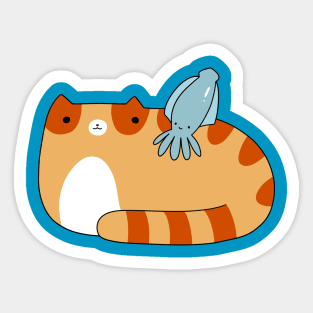 Tabby Cat and Squid Sticker